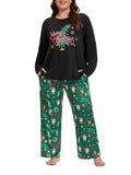 Homlouue Plus Size Christmas Pajamas for Women Green Tree Print Top and Santa Print Pants Soft Winter Sleepwear Holiday Gift Pjs Set 2X