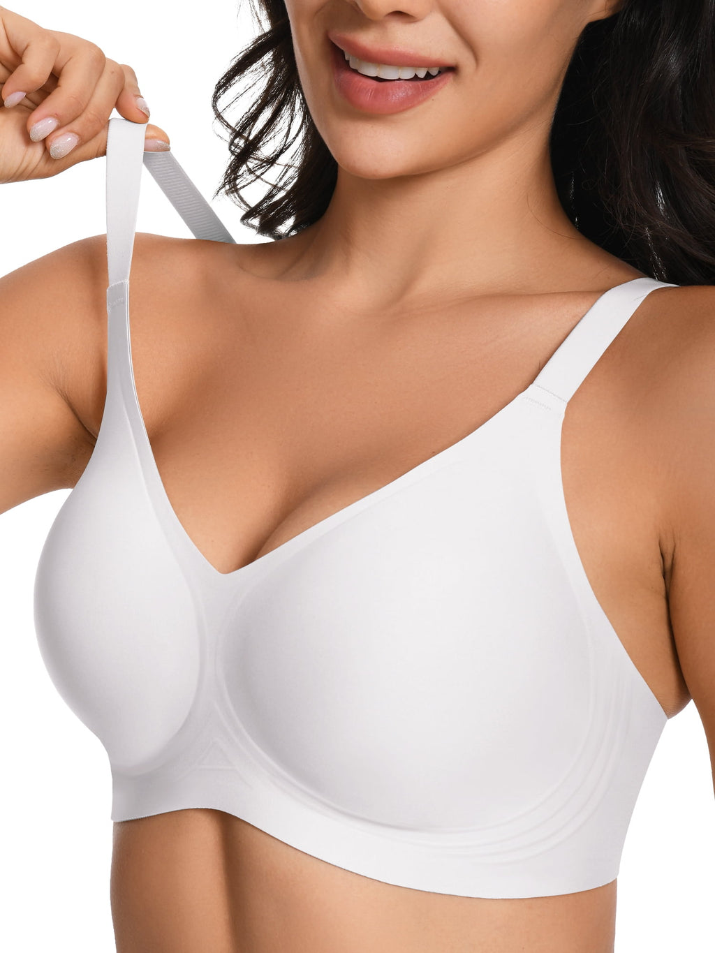 Homlouue Wireless Bras for Women Push Up Deep V Sleep Soft Bra White Full Coverage Everyday Bra 3XL