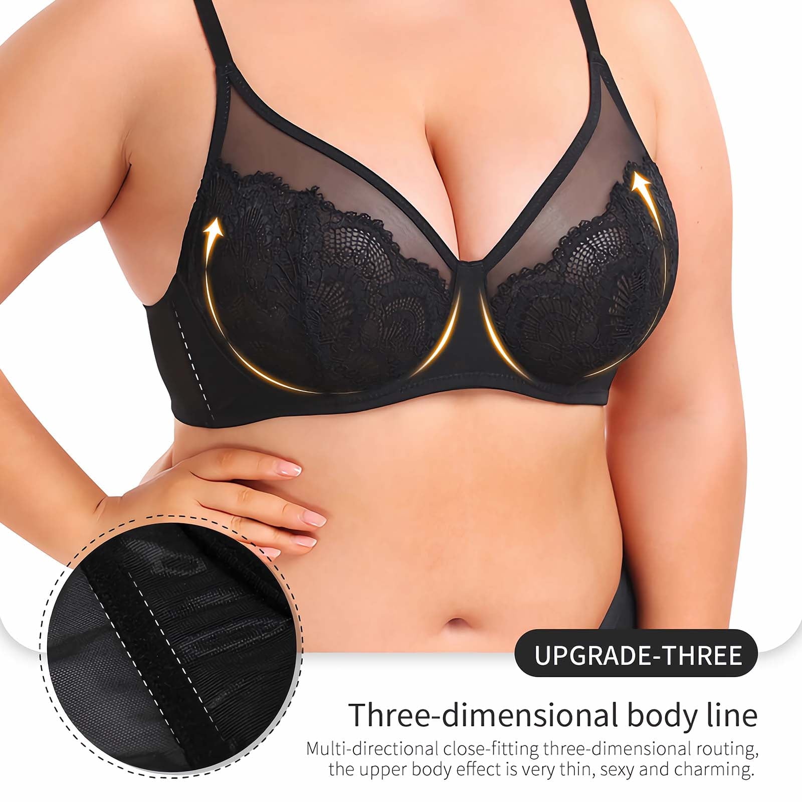Homlouue Minimizer Bra Underwire Bras for Women Plus Size Full Coverage Lace Support Bra (Black 44E)