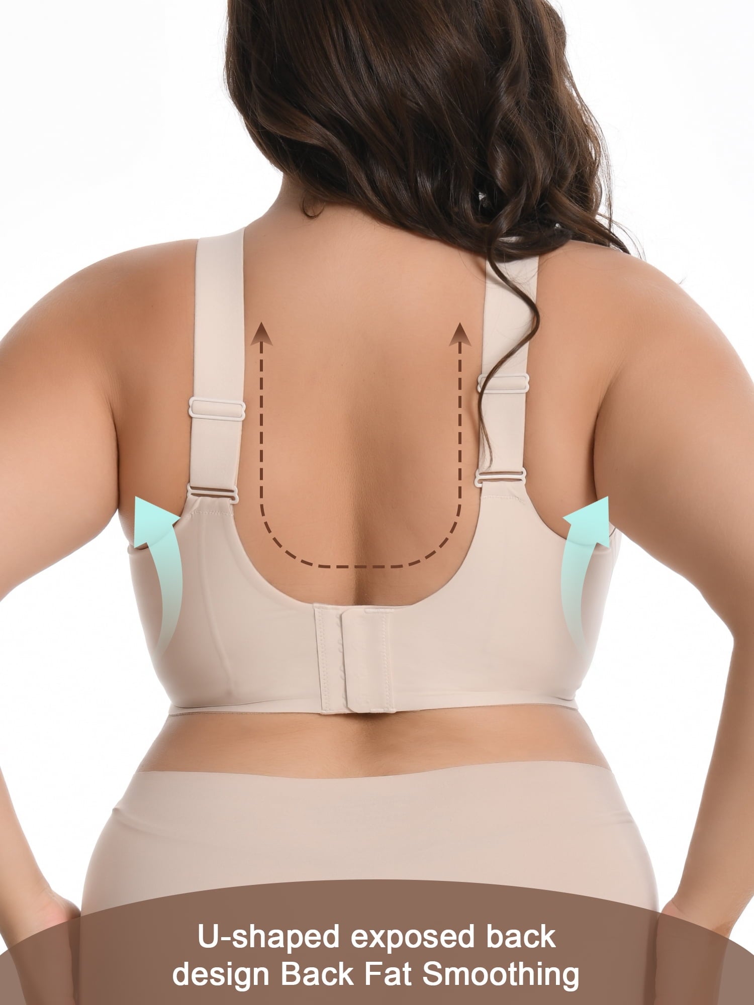 Homlouue Bras for Women Push Up Plus Size Wireless bras Full Coverage Comfortable Deep V Double Mesh Everyday Bra（Nude 6XL）