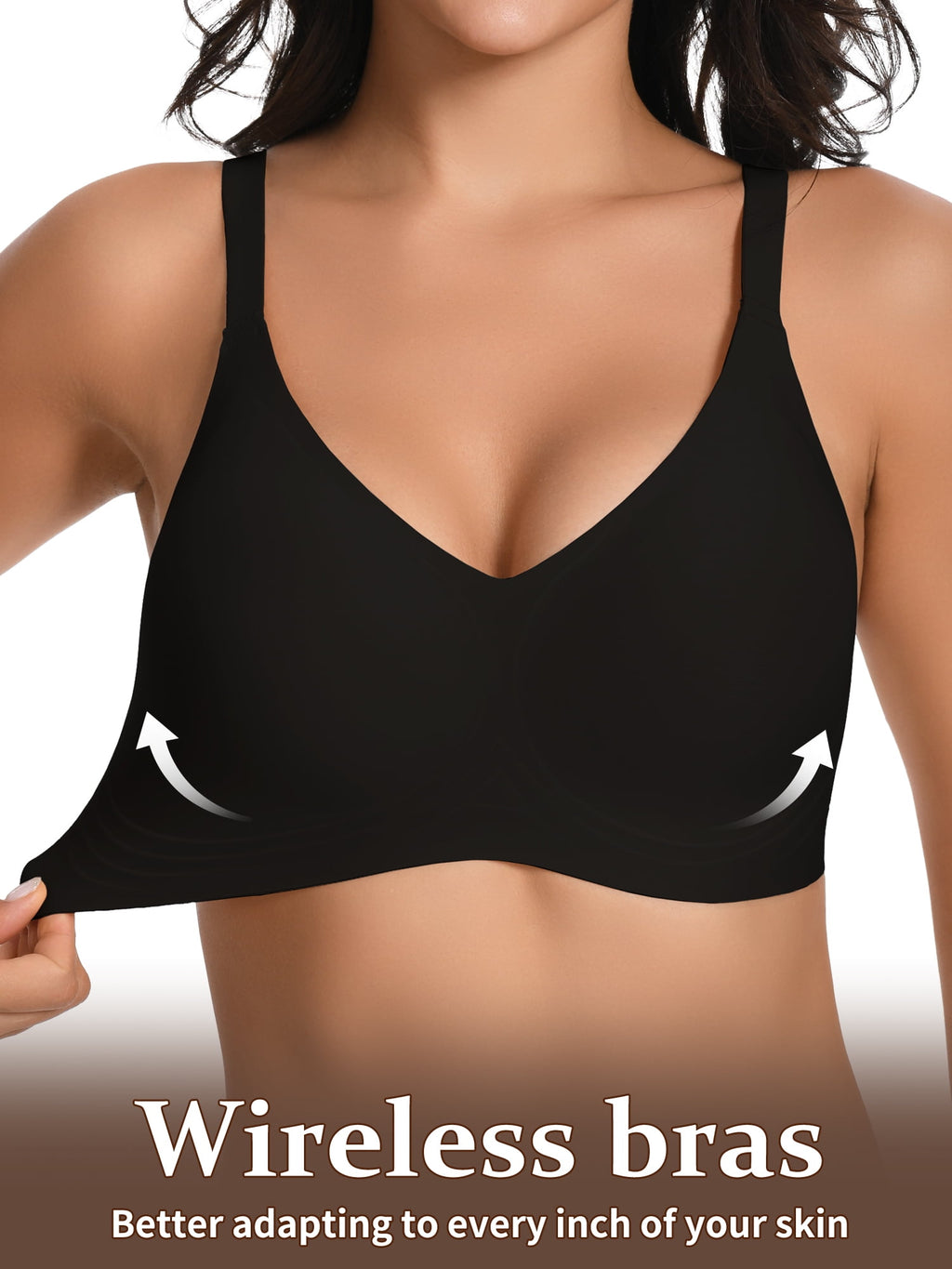 Homlouue Wireless Bras for Women Push Up Deep V Sleep Soft Bra Black Full Coverage Everyday Bra 2XL