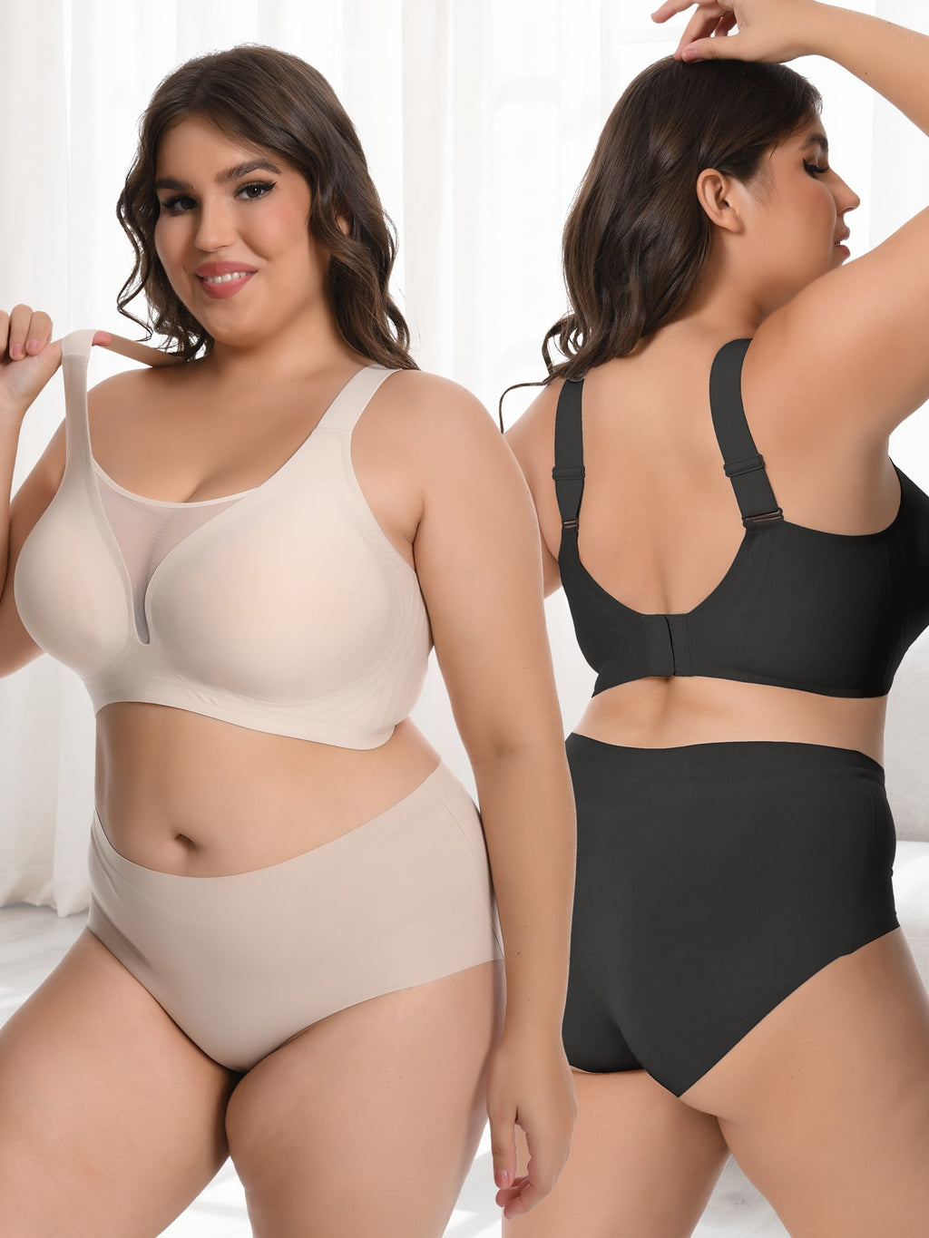 Homlouue Bras for Women Plus Size Push Up Bra Wireless with Support Bras for Women Full Coverage and Lift Deep V Mesh (Black 4XL)