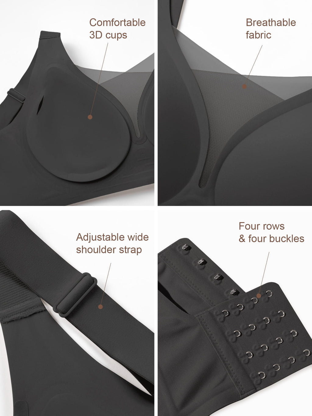 Homlouue Bras for Women Push Up Plus Size Wireless bras Full Coverage Comfortable Deep V Double Mesh Everyday Bra (Black 5XL)