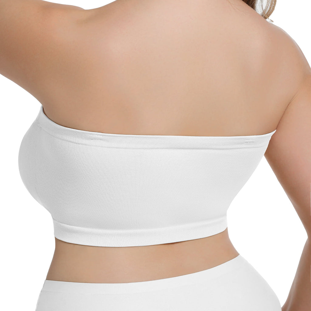 Homlouue Plus Size Strapless Bras for Women,Seamless Non-Slip Comfort Wireless Bandeau Bralette, Free Bra Straps(Black and White,3XL,2 Pcs)