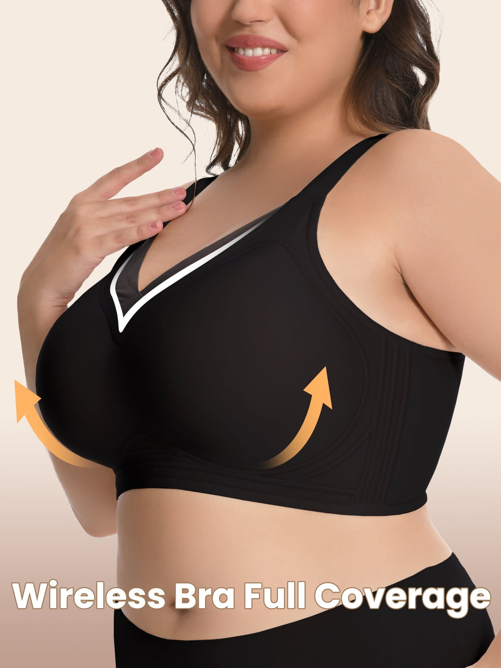 Homlouue Plus Size Bras for Women Sleep Soft Everyday Bra Deep V Mesh Black Full Coverage Wirefree Bra XL