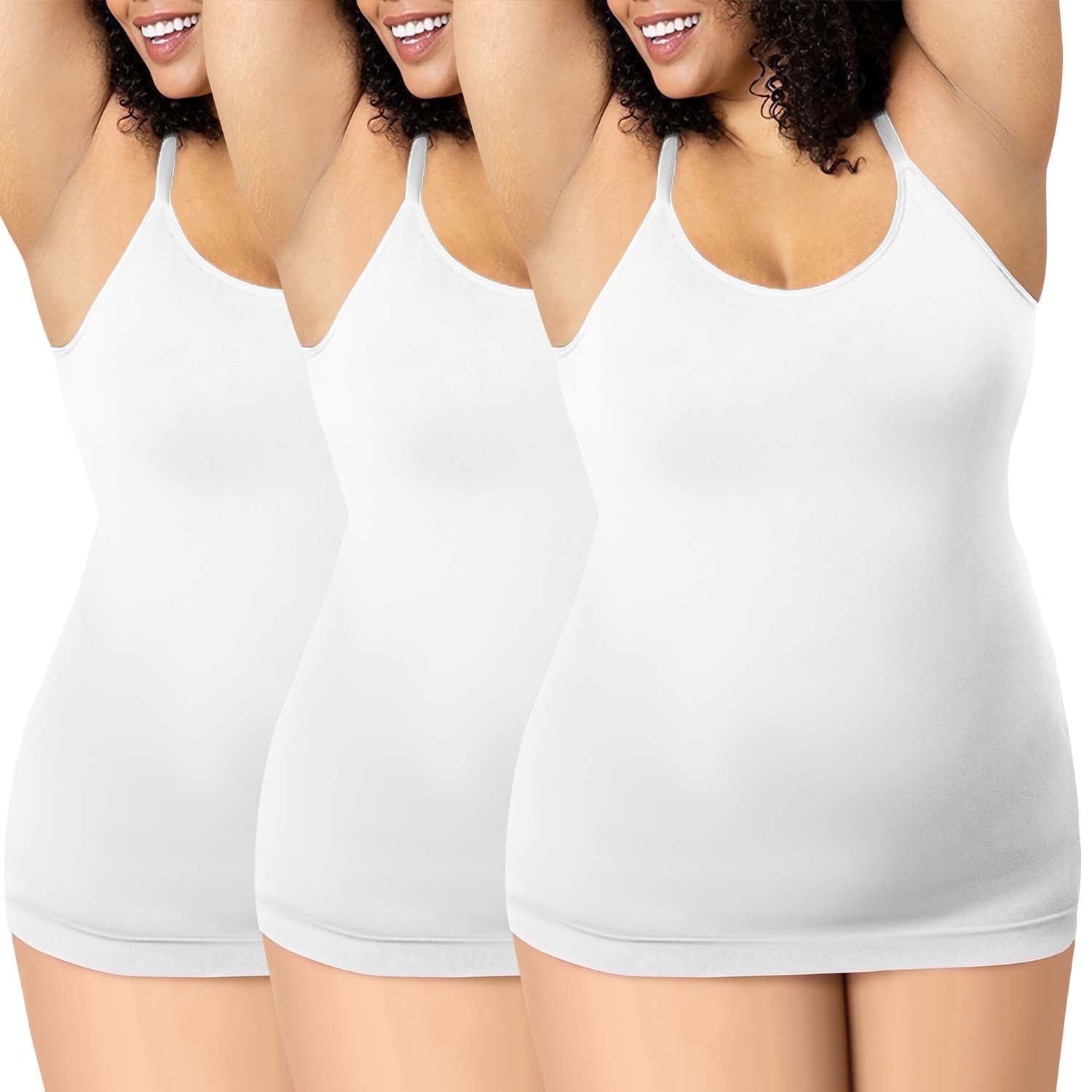 Homlouue Plus Size Camisole Tops for Women Adjustable Strap Basic Scoop Neck Women's Tanks 3 Pack (Black and White 4XL)