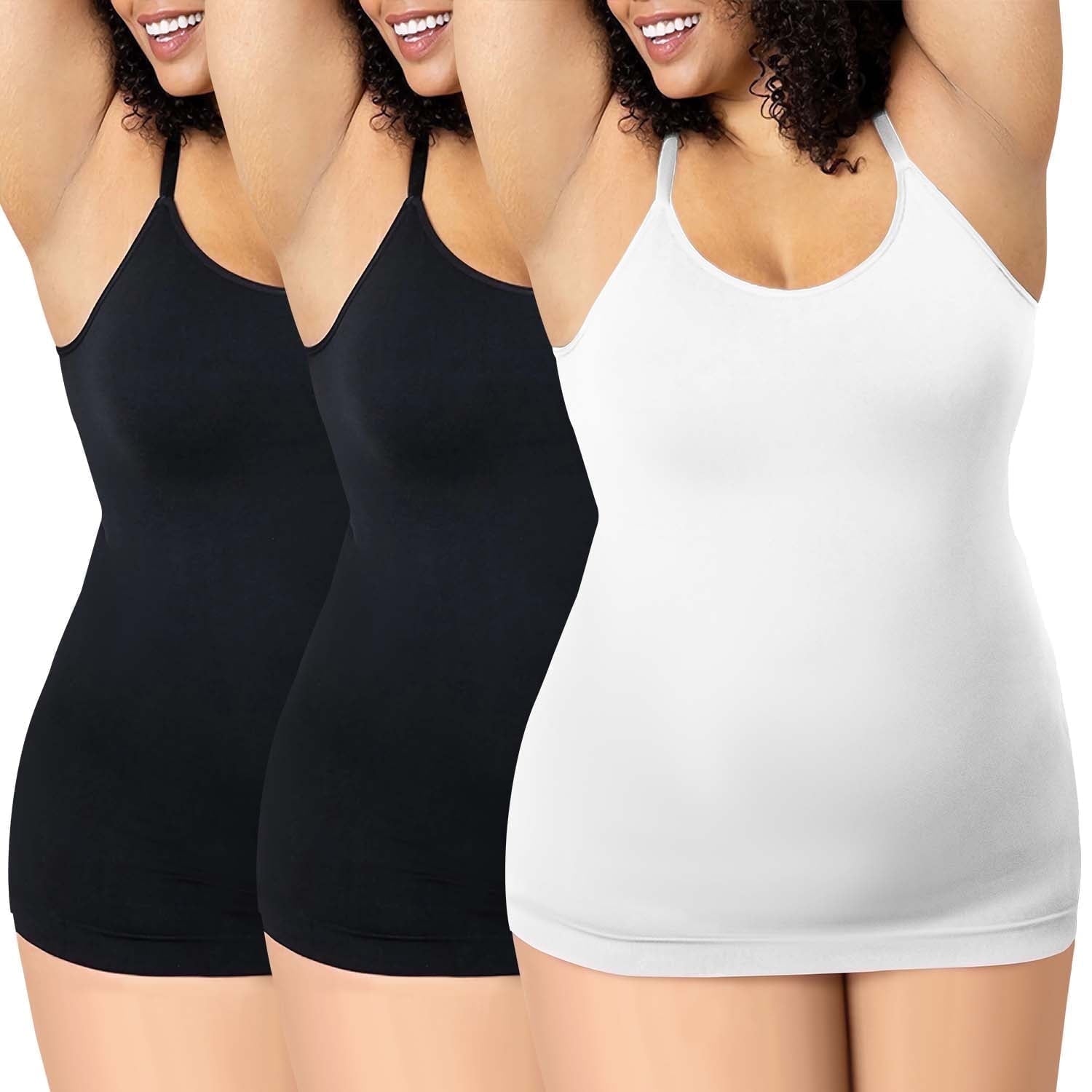 Homlouue Plus Size Camisole Tops for Women Adjustable Strap Basic Scoop Neck Women's Tanks 3 Pack (White 3XL)