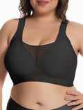Homlouue Bras for Women Plus Size Push Up Bra Wireless with Support Bras for Women Full Coverage and Lift Deep V Mesh (Black 3XL)