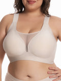 Homlouue Bras for Women Plus Size Push Up Bra Wireless with Support Bras for Women Full Coverage and Lift Deep V Mesh (Nude 3XL)