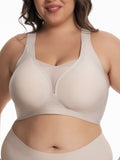 Homlouue Bras for Women Push Up Plus Size Wireless bras Full Coverage Comfortable Deep V Double Mesh Everyday Bra（Nude 5XL）