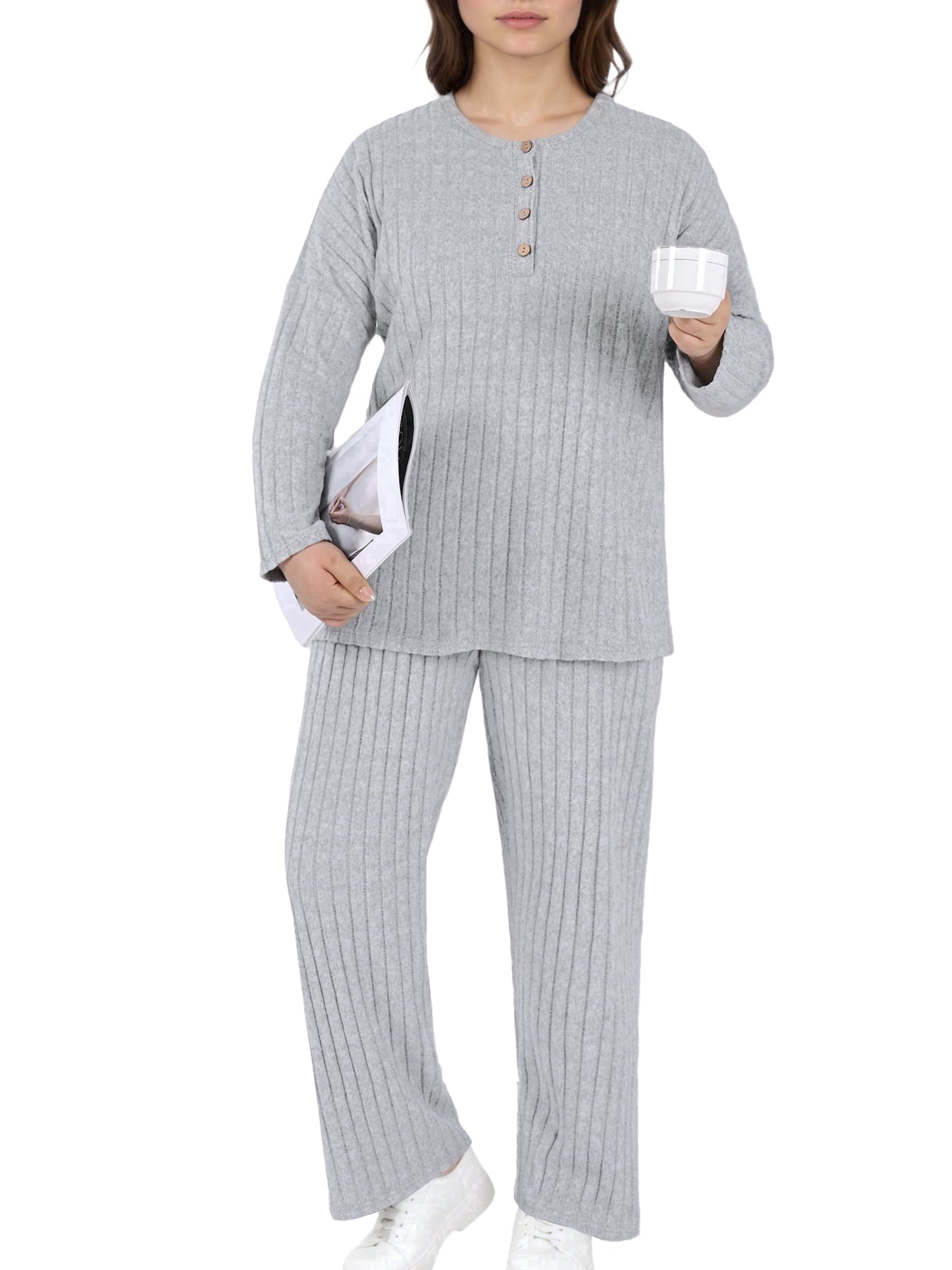 Homlouue Lounge Sets for Women Plus Size,2 Piece Outfit V-Neck Short Sleeve with Long Pants,Comfortable Ribbed Loungewear for Home or Outdoor(4XL,Black)