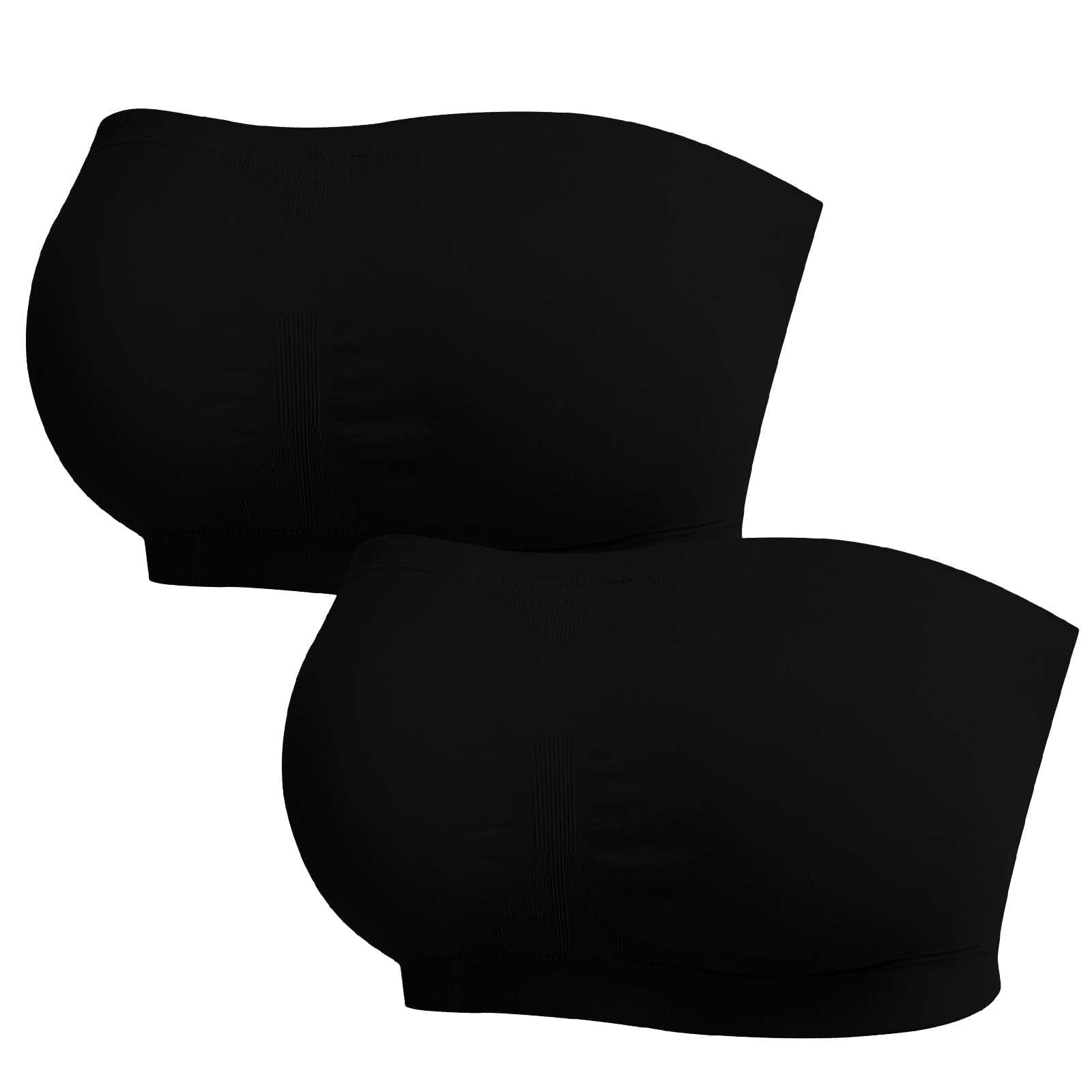 Homlouue Plus Size Strapless Bras for Women,Seamless Non-Slip Comfort Wireless Bandeau Bralette, Free Bra Straps(Black and Beige,2XL,2 Pcs)