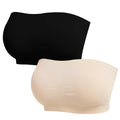 Homlouue Plus Size Strapless Bras for Women,Seamless Non-Slip Comfort Wireless Bandeau Bralette, Free Bra Straps(Black and Beige,4XL,2 Pcs)