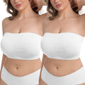 Homlouue Plus Size Strapless Bras for Women,Seamless Non-Slip Comfort Wireless Bandeau Bralette, Free Bra Straps(White,3XL,2 Pcs)