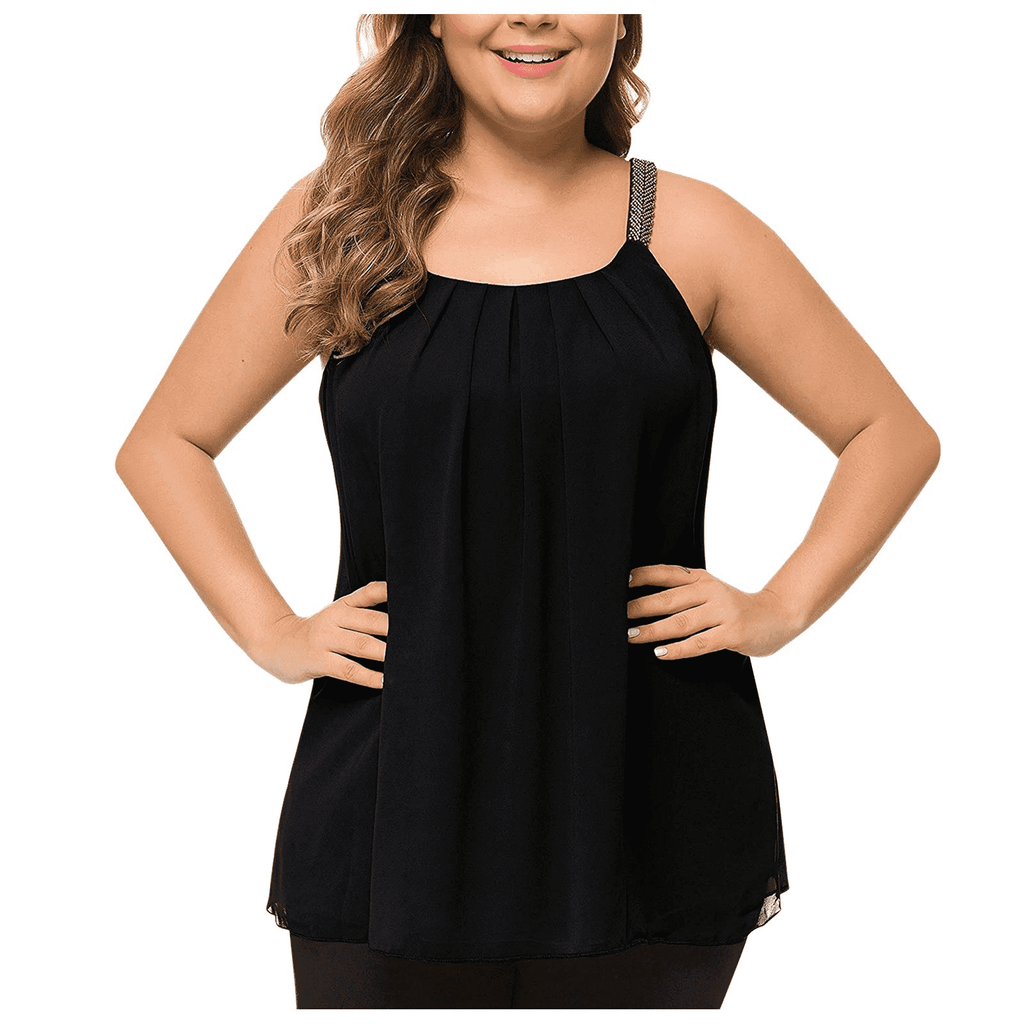 Homlouue Plus Size Tank Tops for Women Loose Fit Sleeveless Black Summer Tanks L