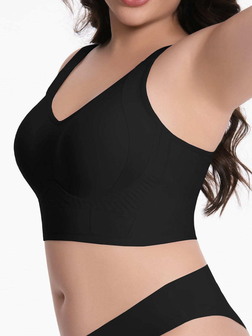 Homlouue Plus Size Wireless Bras for Women No Underwire,Jelly Bra with Support and Lift Comfortable Full Coverage Push Up Bras,3XL Blcak