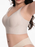 Homlouue Plus Size Wireless Bras for Women No Underwire,Jelly Bra with Support and Lift Comfortable Full Coverage Push Up Bras,6XL Nude