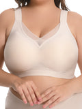 Homlouue Plus Size Bras for Women Sleep Soft Everyday Bra Deep V Mesh Nude Full Coverage Wirefree Bra L