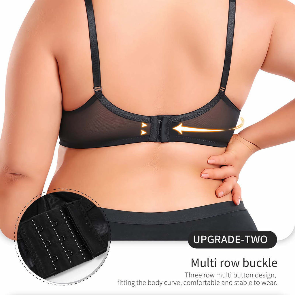Homlouue Minimizer Bra Underwire Bras for Women Plus Size Full Coverage Lace Support Bra (Black 42E)