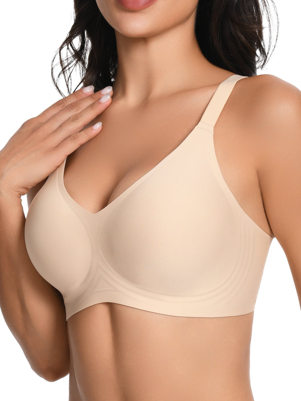 Homlouue Wireless Bras for Women Push Up Deep V Sleep Soft Bra Nude Full Coverage Everyday Bra XL
