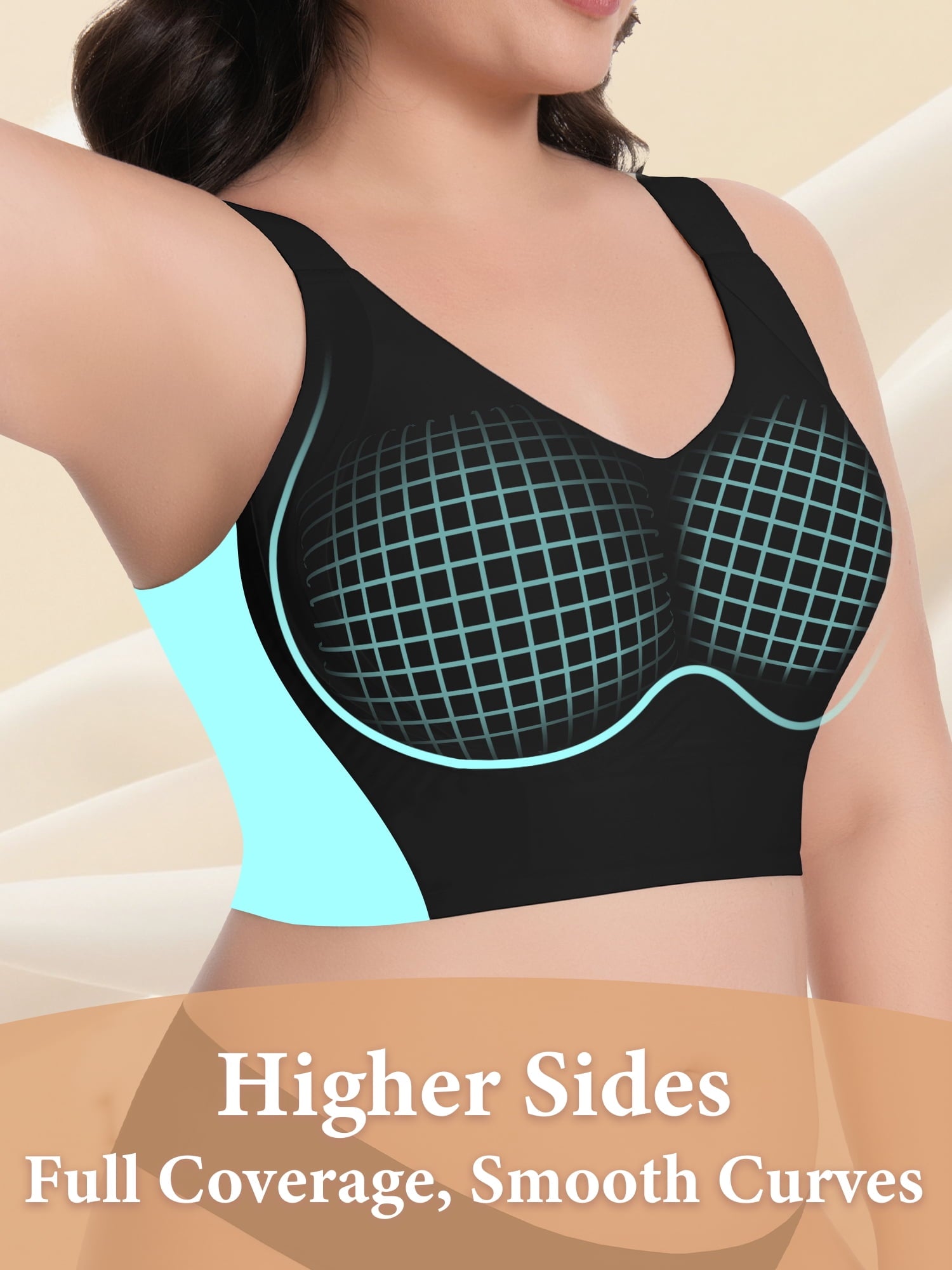 Homlouue Plus Size Wireless Bras for Women No Underwire,Jelly Bra with Support and Lift Comfortable Full Coverage Push Up Bras,6XL Blcak