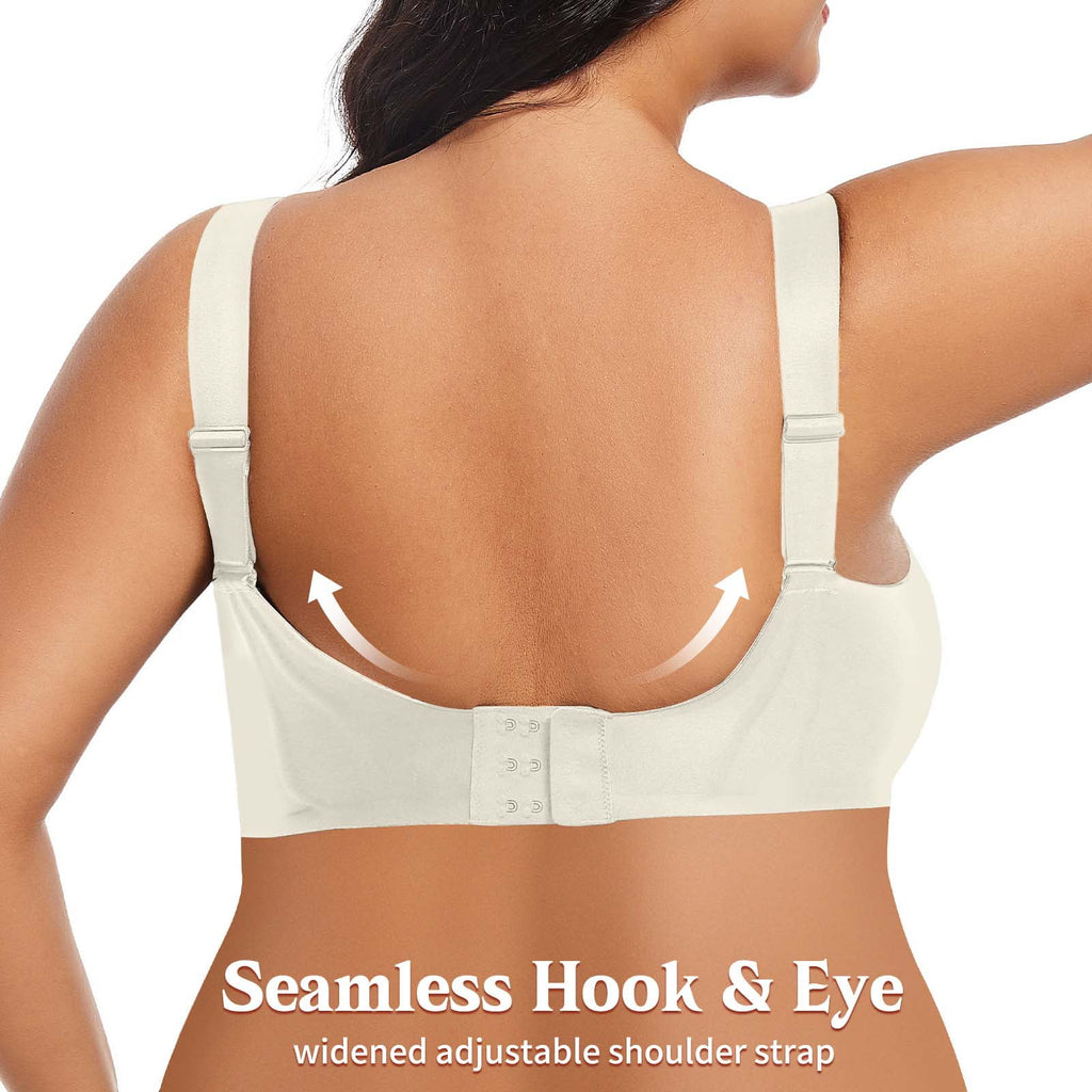Homlouue Plus Size Bras for Women Sleep Soft Everyday Bra Deep V Mesh Nude Full Coverage Wirefree Bra 2XL