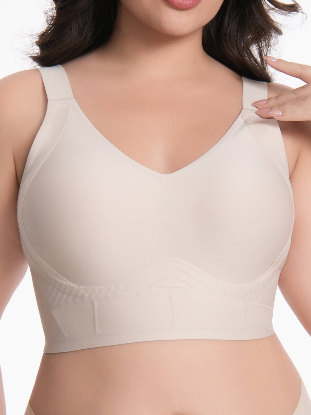 Homlouue Plus Size Wireless Bras for Women No Underwire,Jelly Bra with Support and Lift Comfortable Full Coverage Push Up Bras,5XL Nude