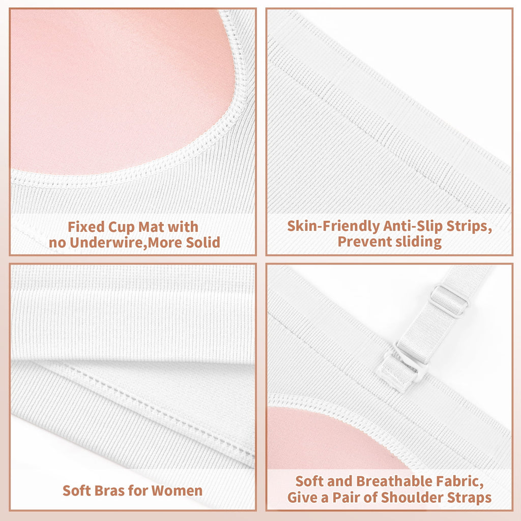 Homlouue Plus Size Strapless Bras for Women,Seamless Non-Slip Comfort Wireless Bandeau Bralette, Free Bra Straps(White,3XL,2 Pcs)
