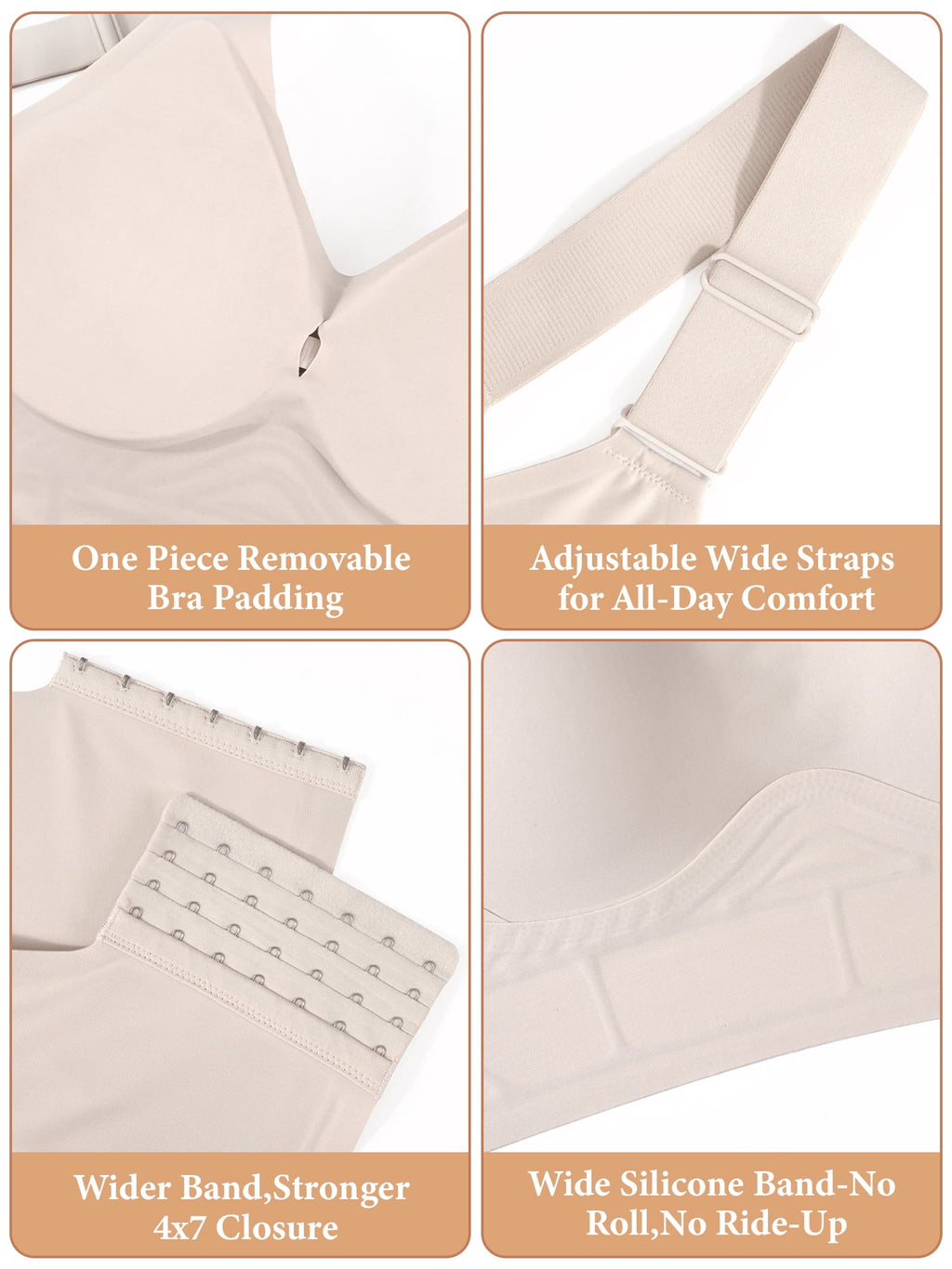 Homlouue Plus Size Wireless Bras for Women No Underwire,Jelly Bra with Support and Lift Comfortable Full Coverage Push Up Bras,2XL Nude