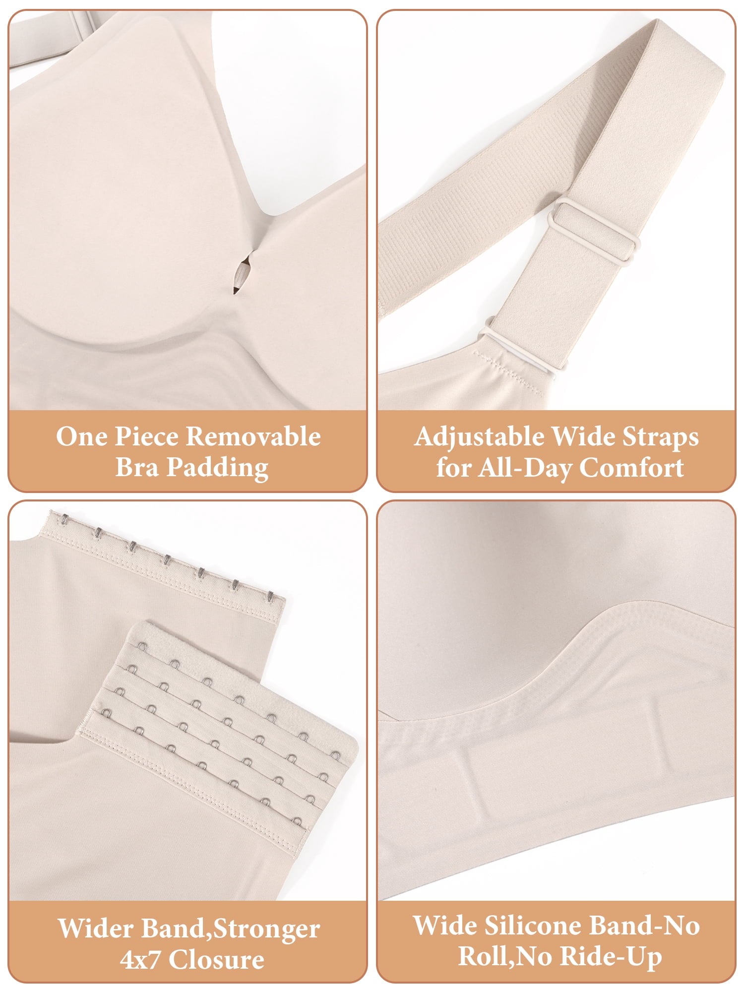Homlouue Plus Size Wireless Bras for Women No Underwire,Jelly Bra with Support and Lift Comfortable Full Coverage Push Up Bras,3XL Nude