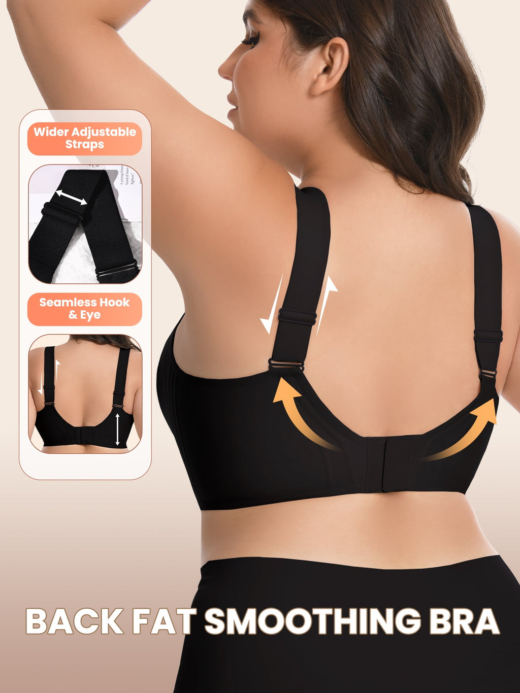 Homlouue Plus Size Bras for Women Sleep Soft Everyday Bra Deep V Mesh Black Full Coverage Wirefree Bra L