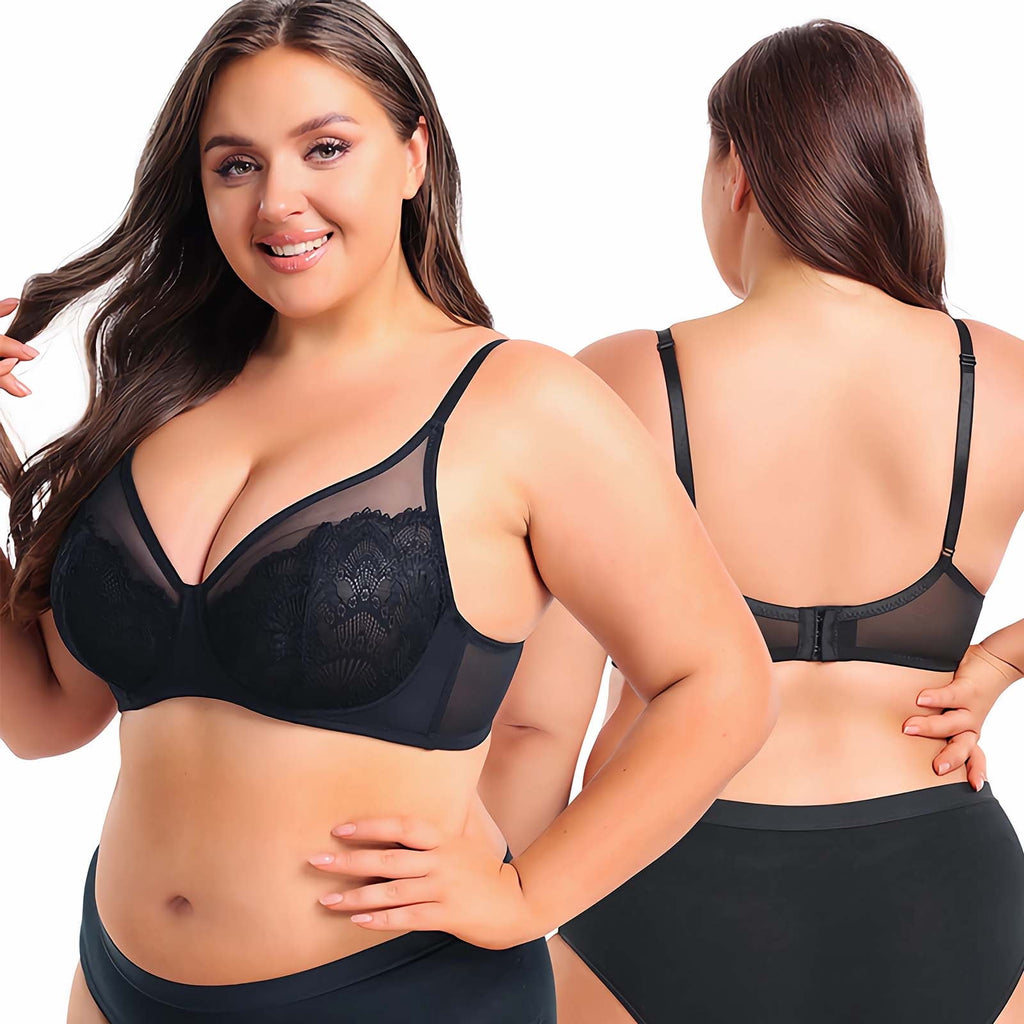 Homlouue Minimizer Bra Underwire Bras for Women Plus Size Full Coverage Lace Support Bra (Black 40E)