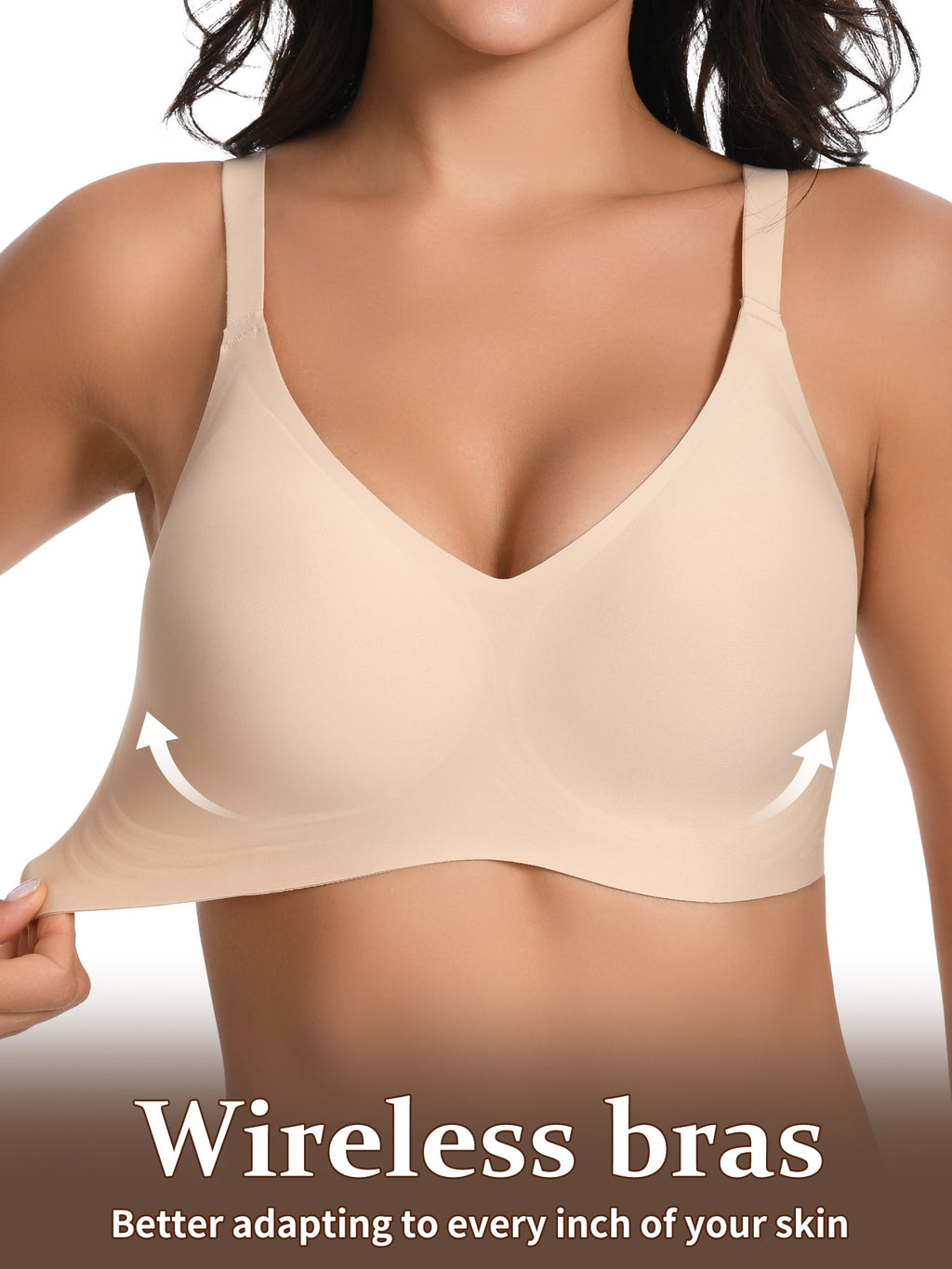 Homlouue Wireless Bras for Women Push Up Deep V Sleep Soft Bra Nude Full Coverage Everyday Bra XL
